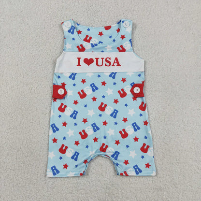 Sibling Baby Boy Girls Kids I Love USA 4th of July Dress Romper Clothes