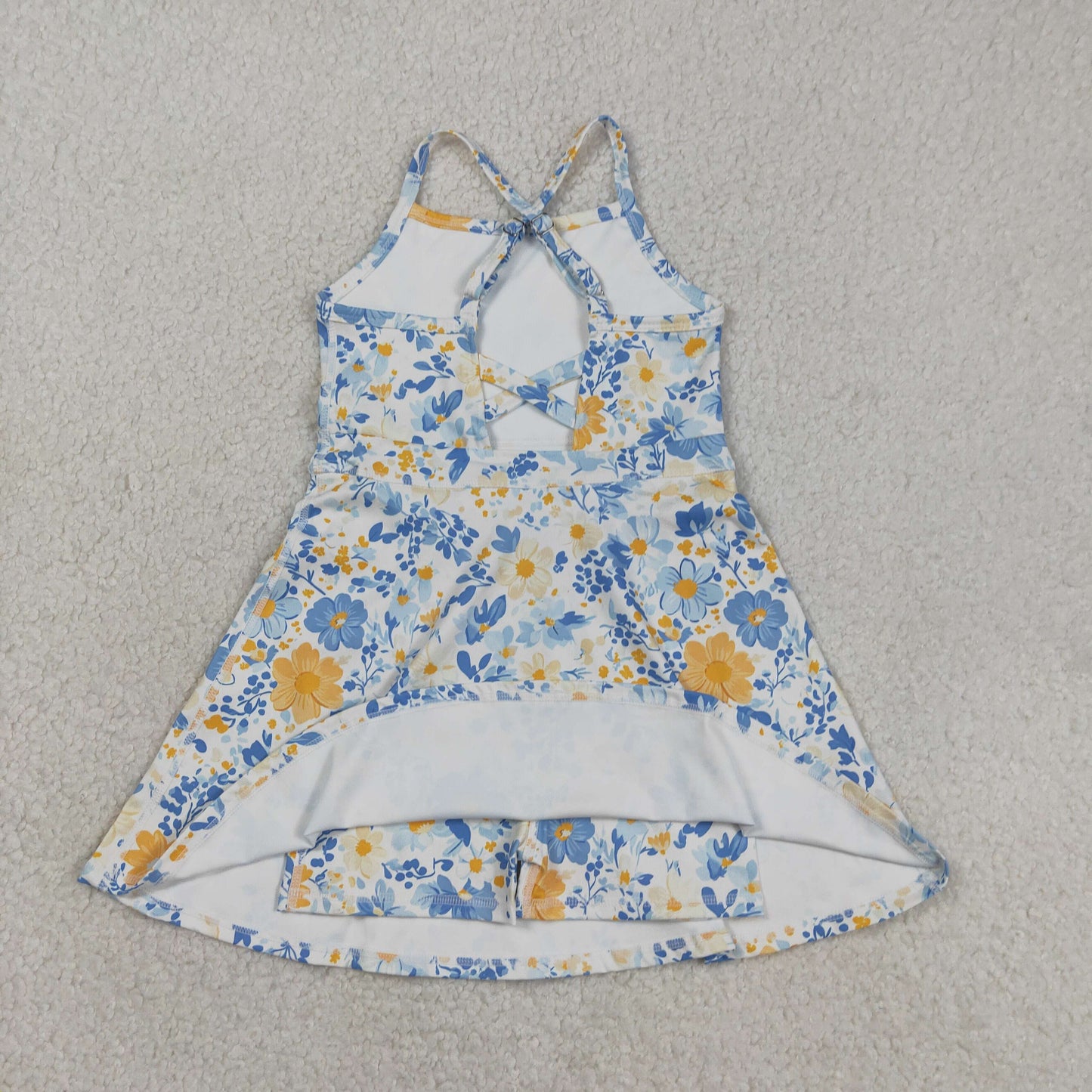 RTS Baby Girls Kids Sleeveless Flower Yoga Active Shorts Dress