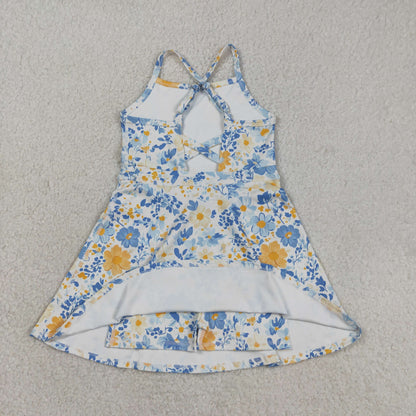 RTS Baby Girls Kids Sleeveless Flower Yoga Active Shorts Dress