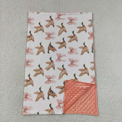 Baby Girls Kids Ducks Pink Bows Blanket