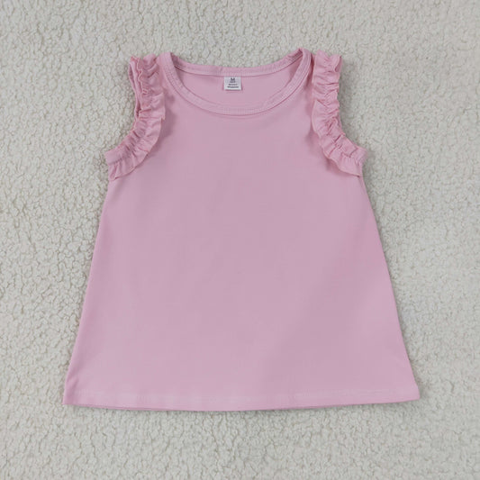 Baby Girls Sleeveless Pink Ruffle Pullover Kids Yoga Active Tops Clothes