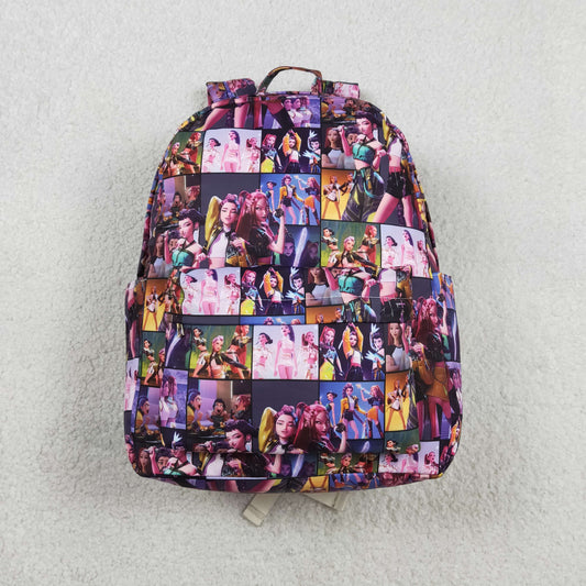 RTS Sibling Baby Girls Kids Singer Print Zipper Backpack School Bags