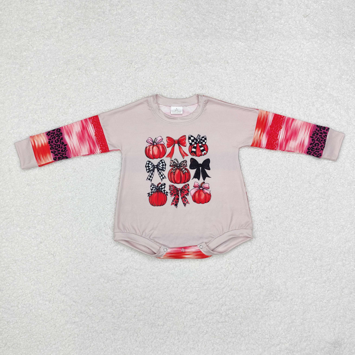 Baby Girl Long Sleeves Halloween Pumpkin Bows Romper
