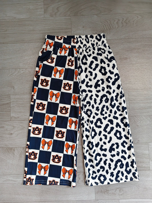 No moq Baby Girls Kids Bows Navy Leopard Pants Bottoms Team Clothes