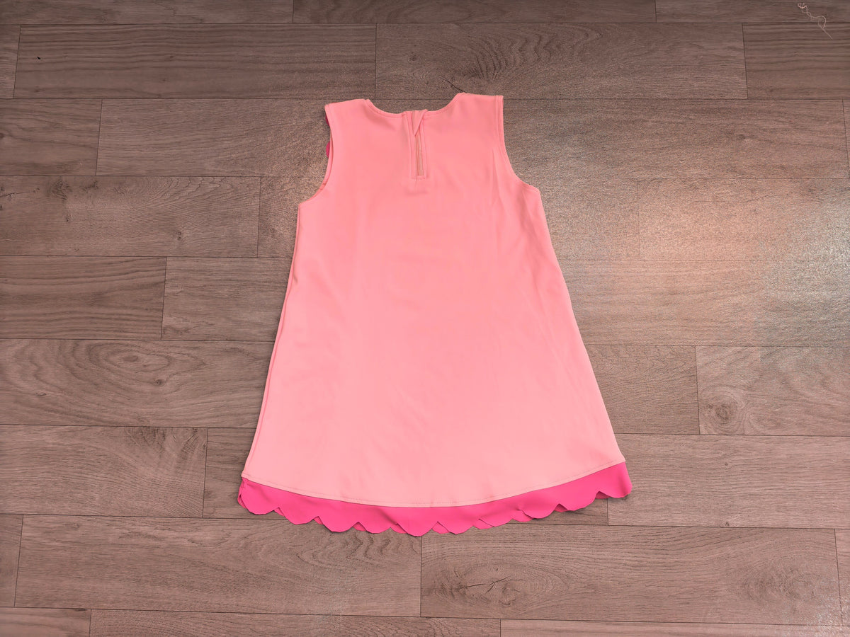 No moq Preorder Baby Girls Kids Sleeveless Scalloped Zipper Pink Dress Yoga Active Clothes