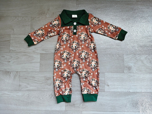 No moq  Preorder Baby Boys Infant Long Sleeves Deer Camo Buttons Romper Clothes