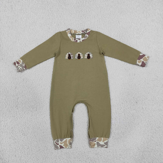 Baby Boys Infant Long Sleeve Embroidery Camo turkey Fall Romper Clothes