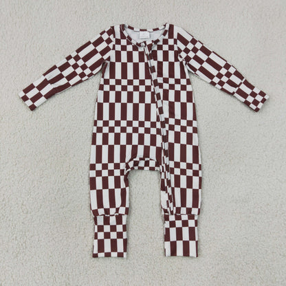 Sibling Baby Boys Long Sleeves Plaid Zipper Footie Sleeper Rompers