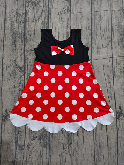 Preorder Baby Girls Kids Sleeveless Dots Knee Length Dress