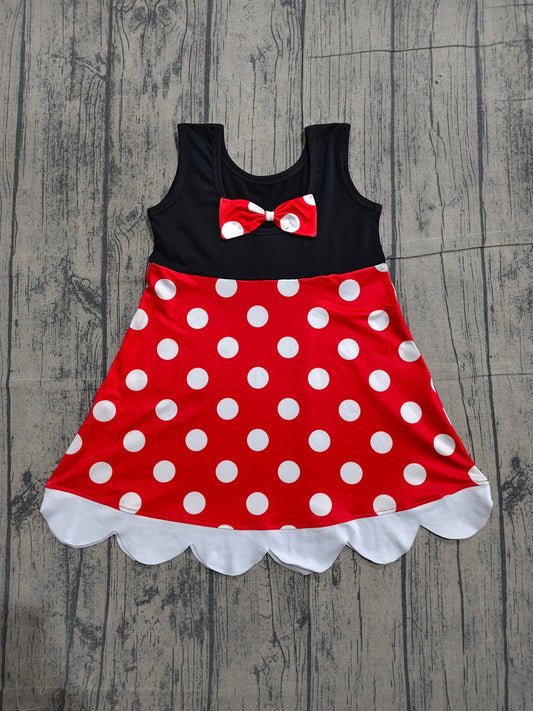 Preorder Baby Girls Kids Sleeveless Dots Knee Length Dress