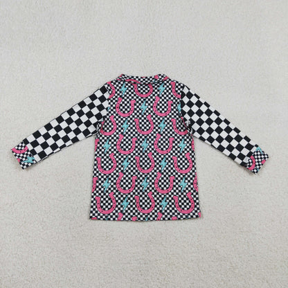 RTS Baby Girls Kids Long Sleeves Checked Buttons Western Shirt Tops