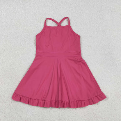 RTS Baby Girls Kids Straps Pink Yoga Active Shorts Knee Length Dress