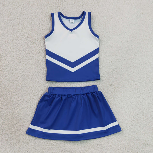 Baby Girls Kids Sleeveless Tops Skirt Shorts Set Yoga Team Blue Clothes
