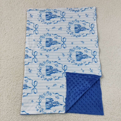 USA Shop Baby Girls Kids Castles Blue Bows Floral Blanket