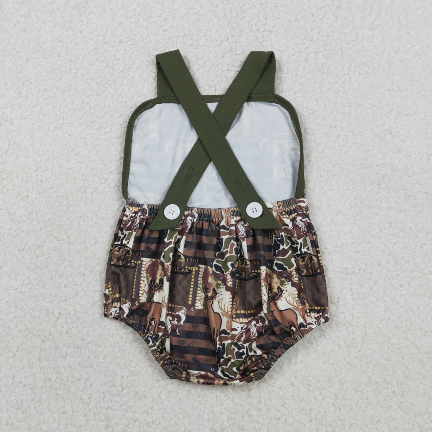RTS Baby Boys Infant Sleeveless Hunting Deer Hats Camo Bubble Romper