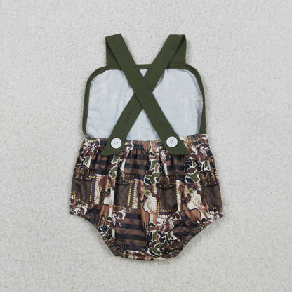 RTS Baby Boys Infant Sleeveless Hunting Deer Hats Camo Bubble Romper