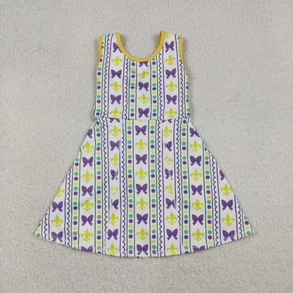 Baby Girls Mardi Gras Anchors Bows Yoga Shorts Knee Length Dress
