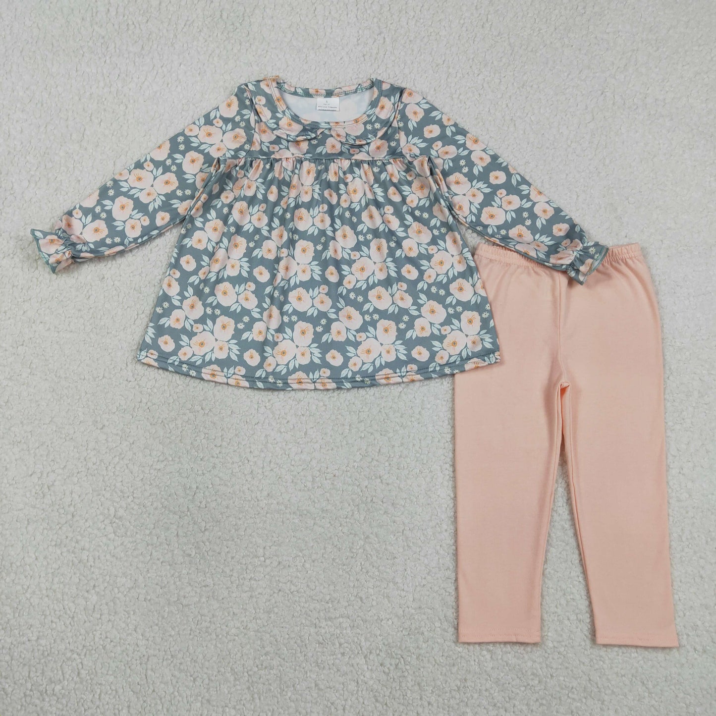 RTS Baby Girls Kids Long Sleeves Flower Tunic Leggings Pants Clothes Set