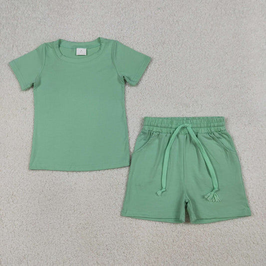 RTS Baby Boys Kids Green Short Sleeves Shirt Pockets Shorts Summer Clothes Set