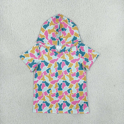 Sibling Baby Boys Girls Toddler Short Sleeves Rabbits Hoodie Easter Shirts Tops Camo Clothes