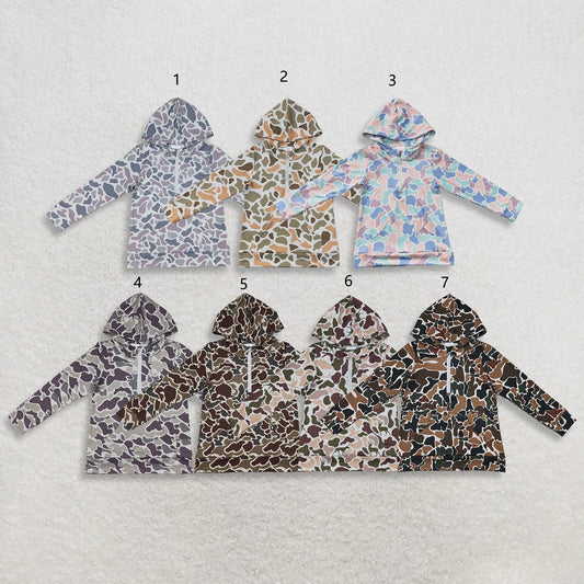 Sibling Baby Boys Kids Long Sleeves Camo Hoodie Pockets Zipper Pullovers Shirts Clothes