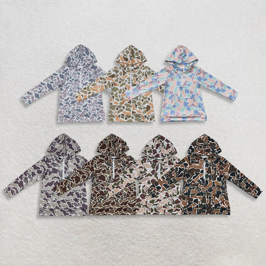 Sibling Baby Boys Kids Long Sleeves Camo Hoodie Pockets Zipper Pullovers Shirts Clothes