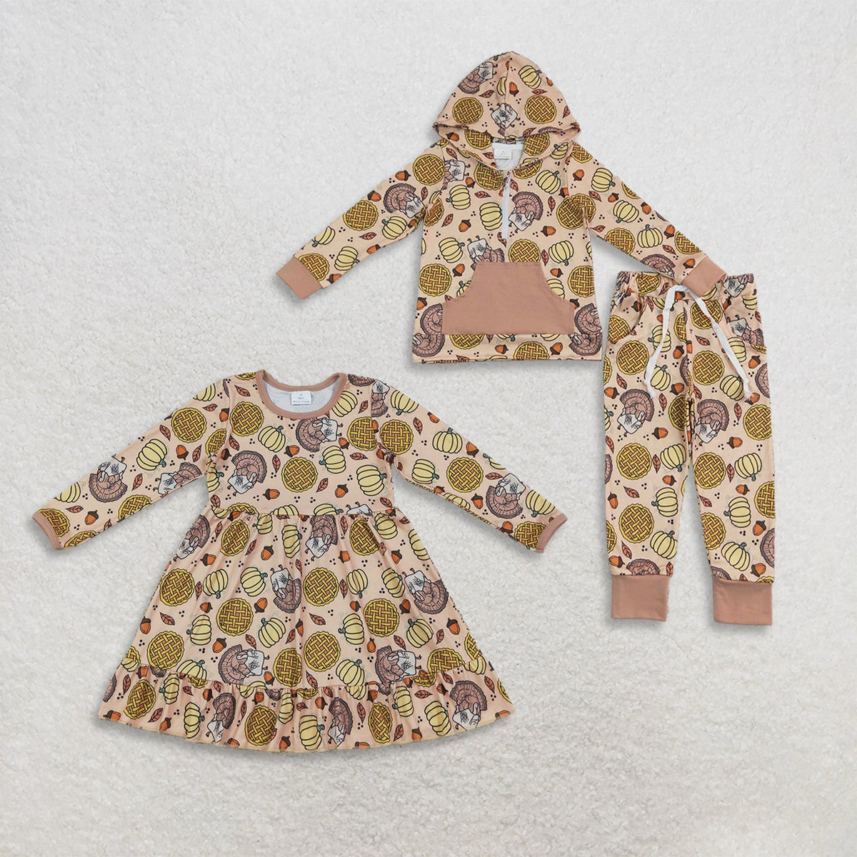 Sibling Baby Boys Kids Long Sleeves turkey Pumpkins Fall Set Dress Clothes