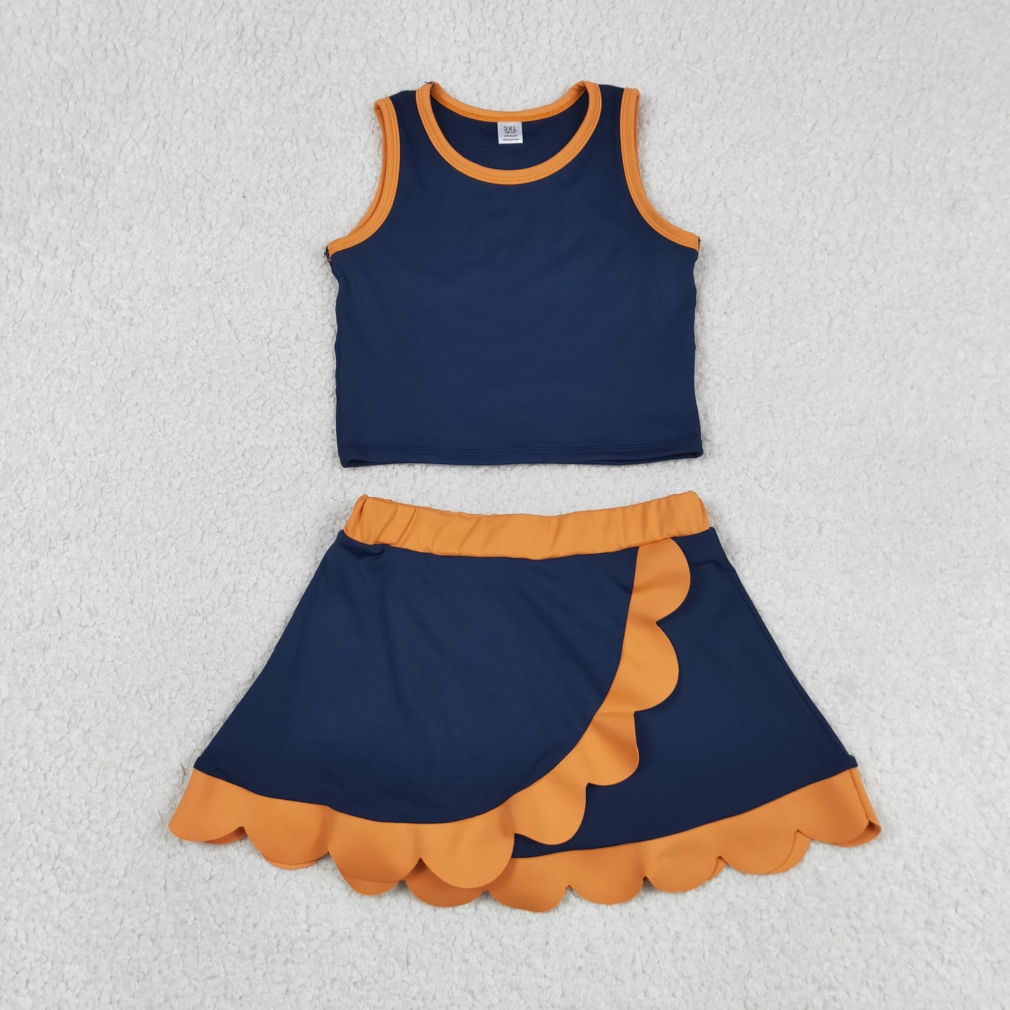 Sibling Baby Girls Kids Sleeveless Shirts Scallop Skirts Shorts Yoga Active Sets Clothes