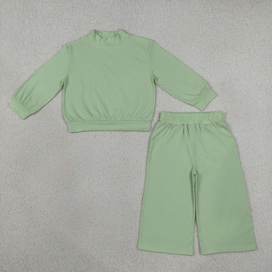 Baby Girl Kids Long Sleeves Green Shirt Pockets Pants Set Pajamas Clothes