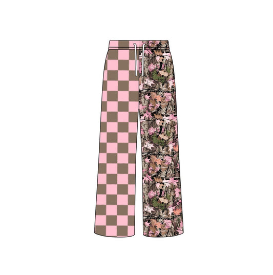 Moq 5 Baby Girls Kids Leaves Checked Pants Bottoms Camo Clothes