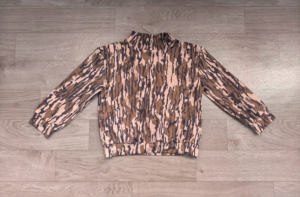 No moq Preorder Baby Girls Kids Long Sleeves Olive Camo Yoga Active Shirt Tops
