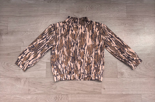 No moq Preorder Baby Girls Kids Long Sleeves Olive Camo Yoga Active Shirt Tops