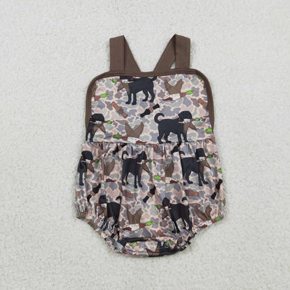 RTS Sibling Baby Boys Infant Sleeveless Dogs Ducks Deer Camo Summer Bubble Rompers Clothes