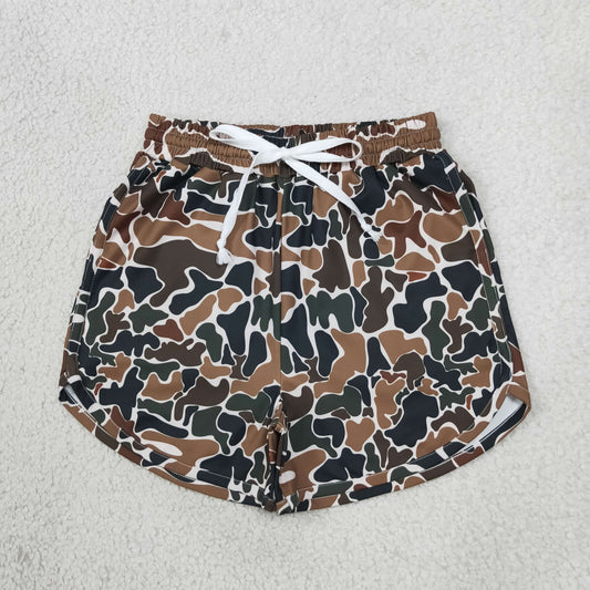 Adult Women Brown Camo Yoga Active Pockets Shorts Bottom Clothes