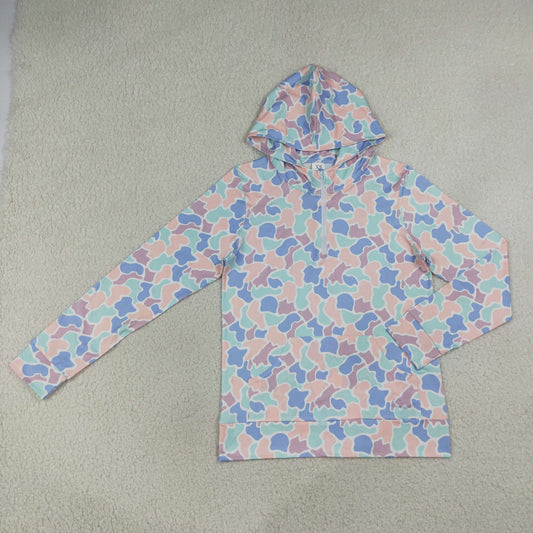 Sibling Baby Boys Adult Woman Colorful Camo Zipper Hoodie Pockets Hunting Pullovers Shorts