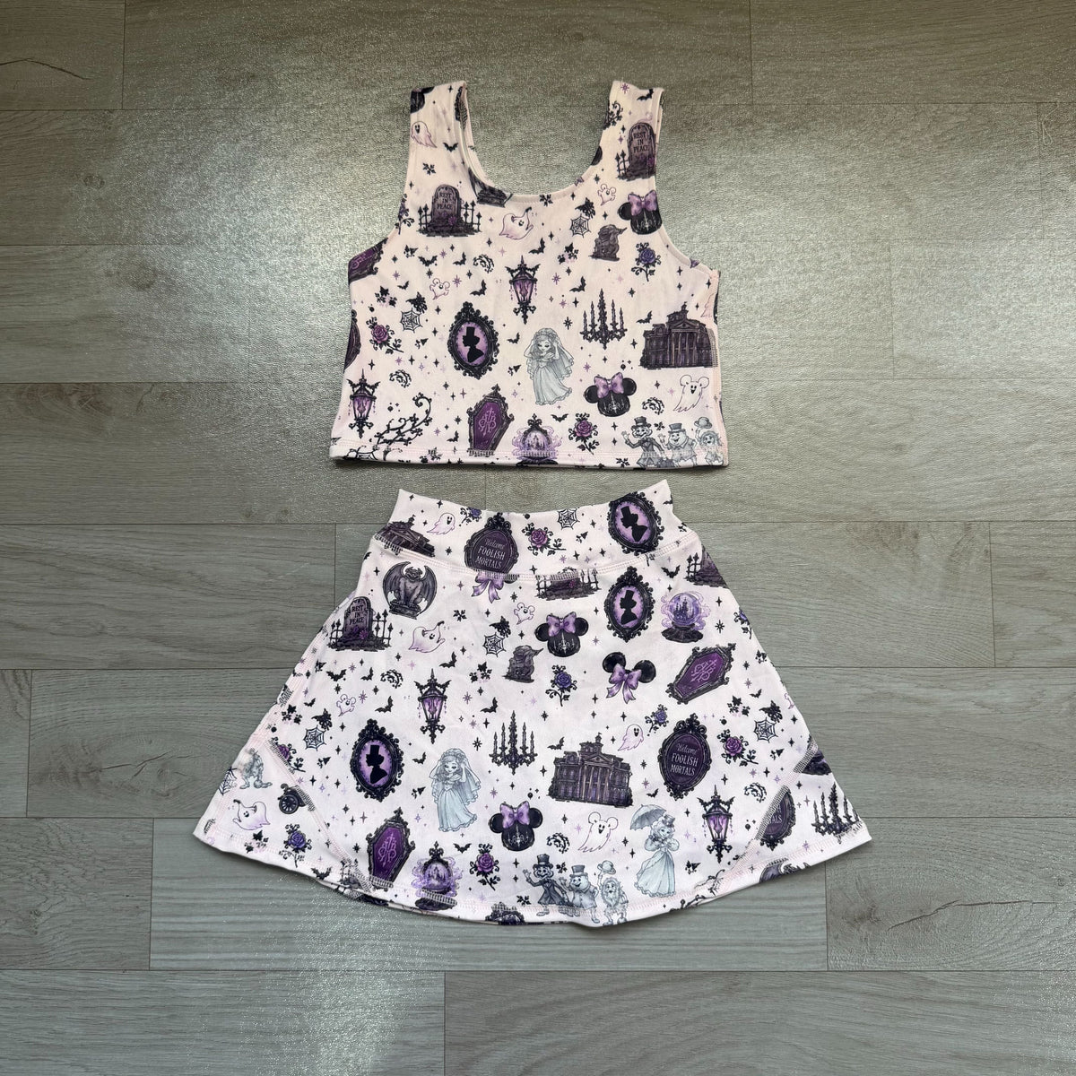 No moq Preorder Baby Girls Kids Bows Ghosts Shirt Cartoon Skirt Shorts Halloween Set Yoga Active Clothes