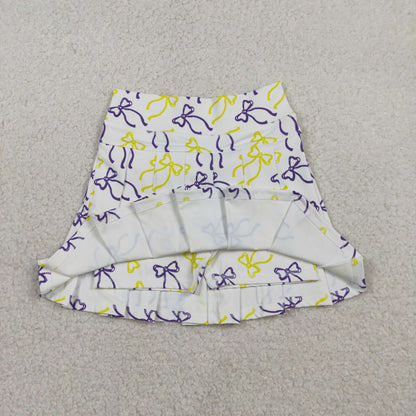 RTS Baby Girls Kids Purple Yellow Bows Yoga Skirt Shorts Bottom