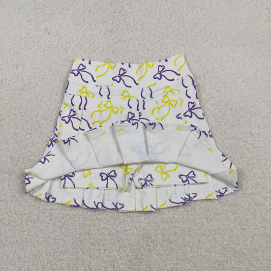 RTS Baby Girls Kids Purple Yellow Bows Yoga Skirt Shorts Bottom