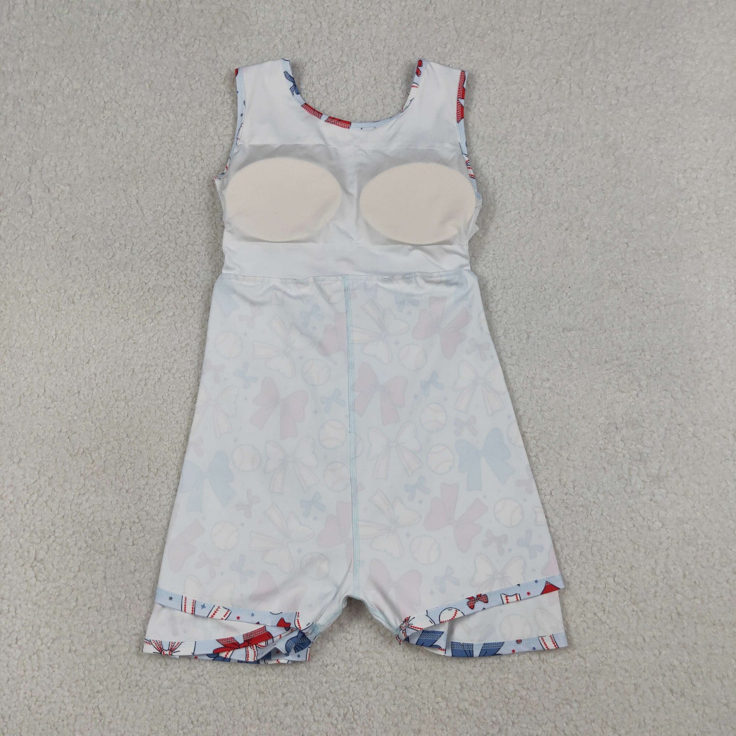 RTS Baby Girls Toddler Baseball Bows Flags 4th of July Yoga Shorts Knee Length Dress Blue Clothes