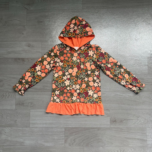 No moq Preorder Baby Girls Kids Flower Hoodie Ruffle Shirt Fall Tops Clothes