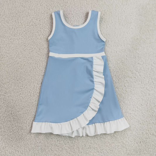 ( No.9-16 ) Sibling Baby Girl Kids Sleeveless Ruffle Knee Length Yoga Active Dresses