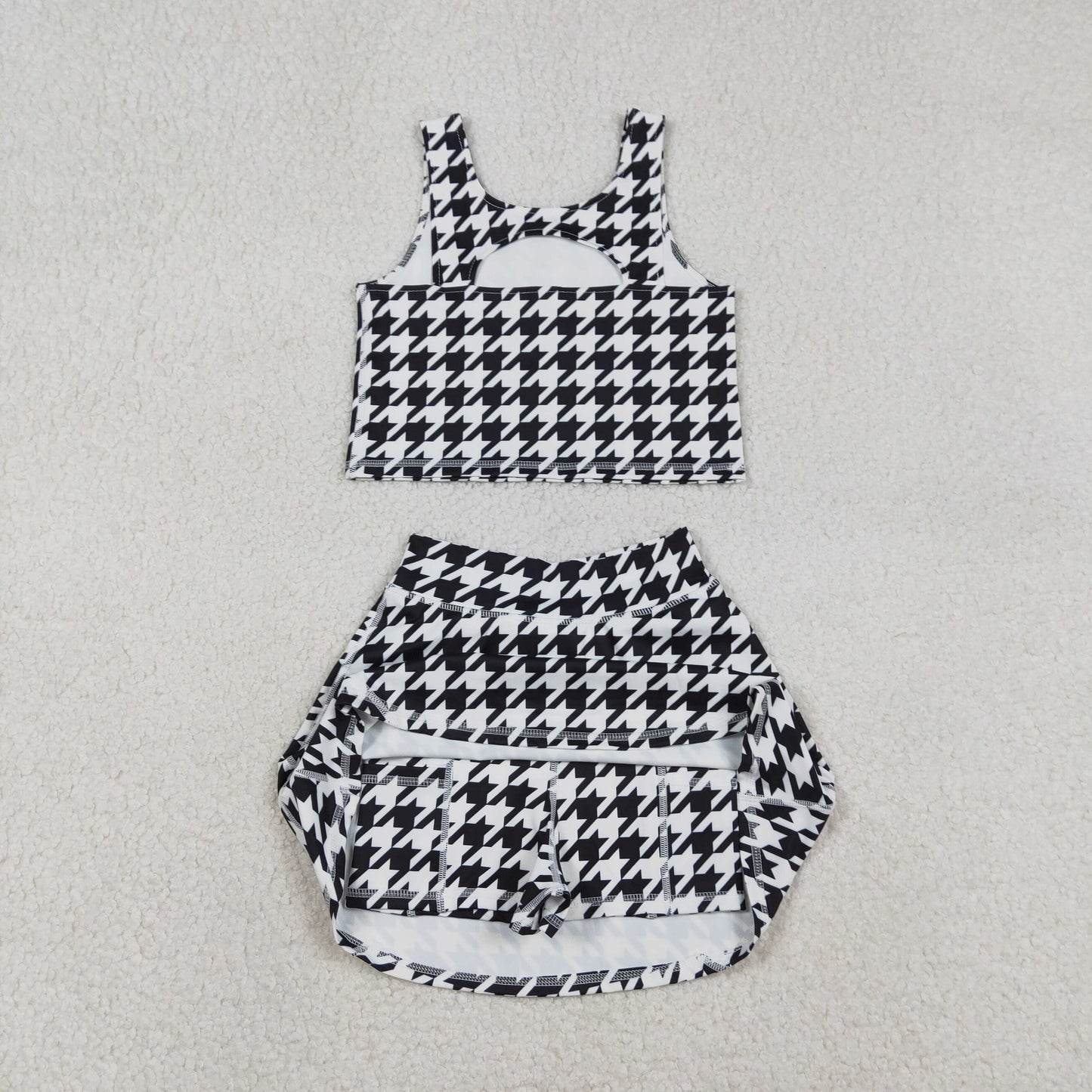 Baby Girls Kids Sleeveless Shirt Shorts Skirt Skort Yoga Active Clothes Black Set