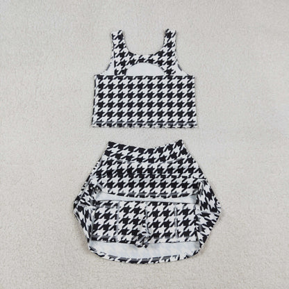 Baby Girls Kids Sleeveless Shirt Shorts Skirt Skort Yoga Active Clothes Black Set