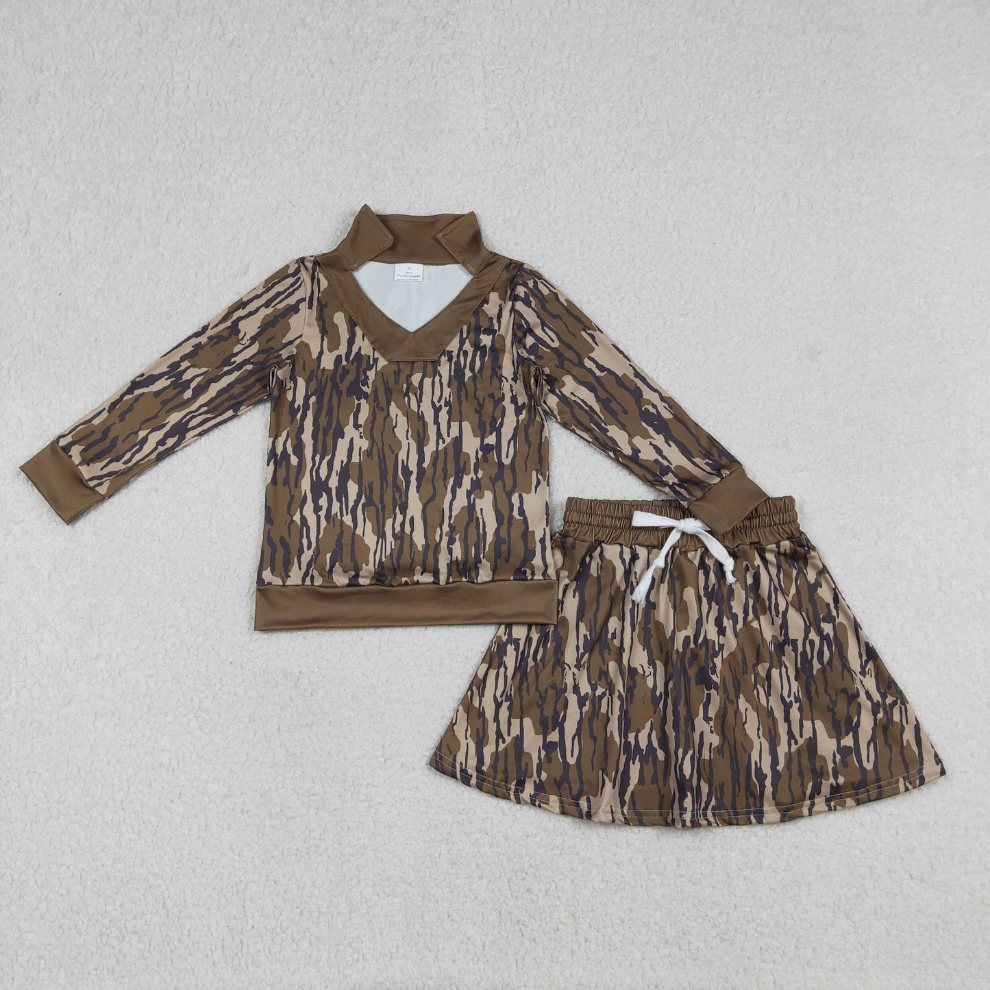 Baby Girls KIds Camo Long Sleeves Shirt Skirt Shorts Clothes Set
