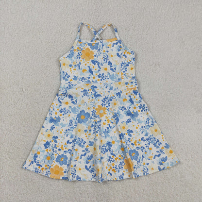 RTS Baby Girls Kids Sleeveless Flower Yoga Active Shorts Dress