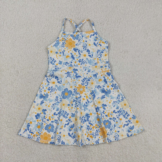 RTS Baby Girls Kids Sleeveless Flower Yoga Active Shorts Dress