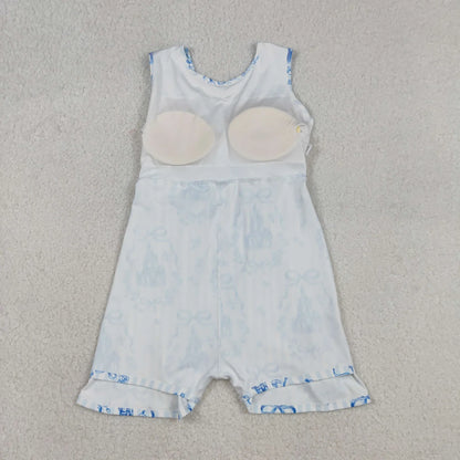 Sibling Baby Girls Kids Sleeveless Castles Bows Floral Shorts Knee Length Dresses