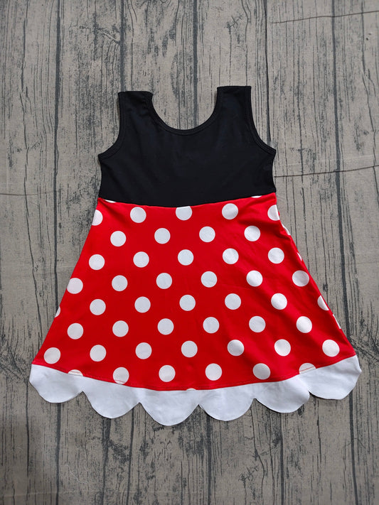 Preorder Baby Girls Kids Sleeveless Dots Knee Length Dress