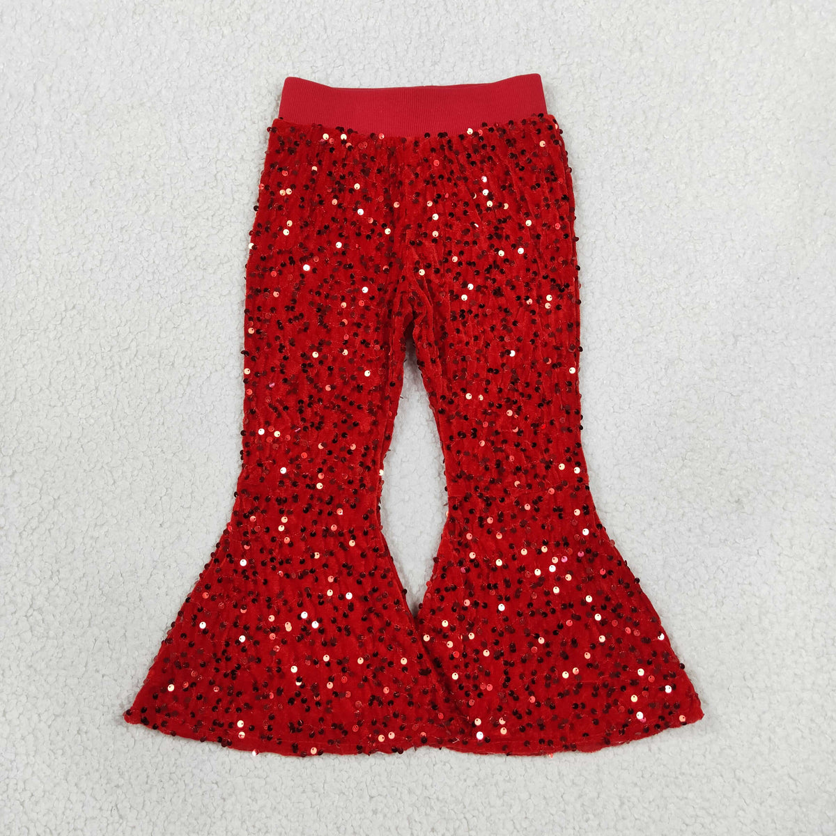 Baby Girls Kids Red Glitter Sequins With Lining Bell Pants RTS