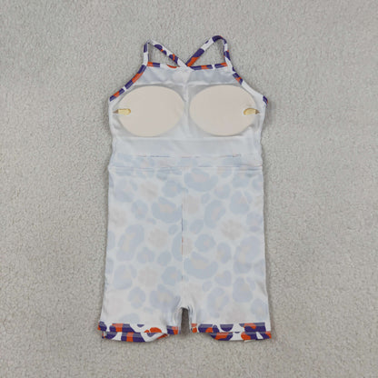 RTS Baby Girls Kids Straps Purple Orange Leopard Team Yoga Active Shorts Knee Length Dress
